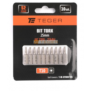 TEGER Bit TORX 25 mm/T10 (ZESTAW 10 SZT)